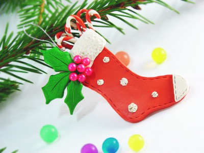 Рождественский носок из пластилина